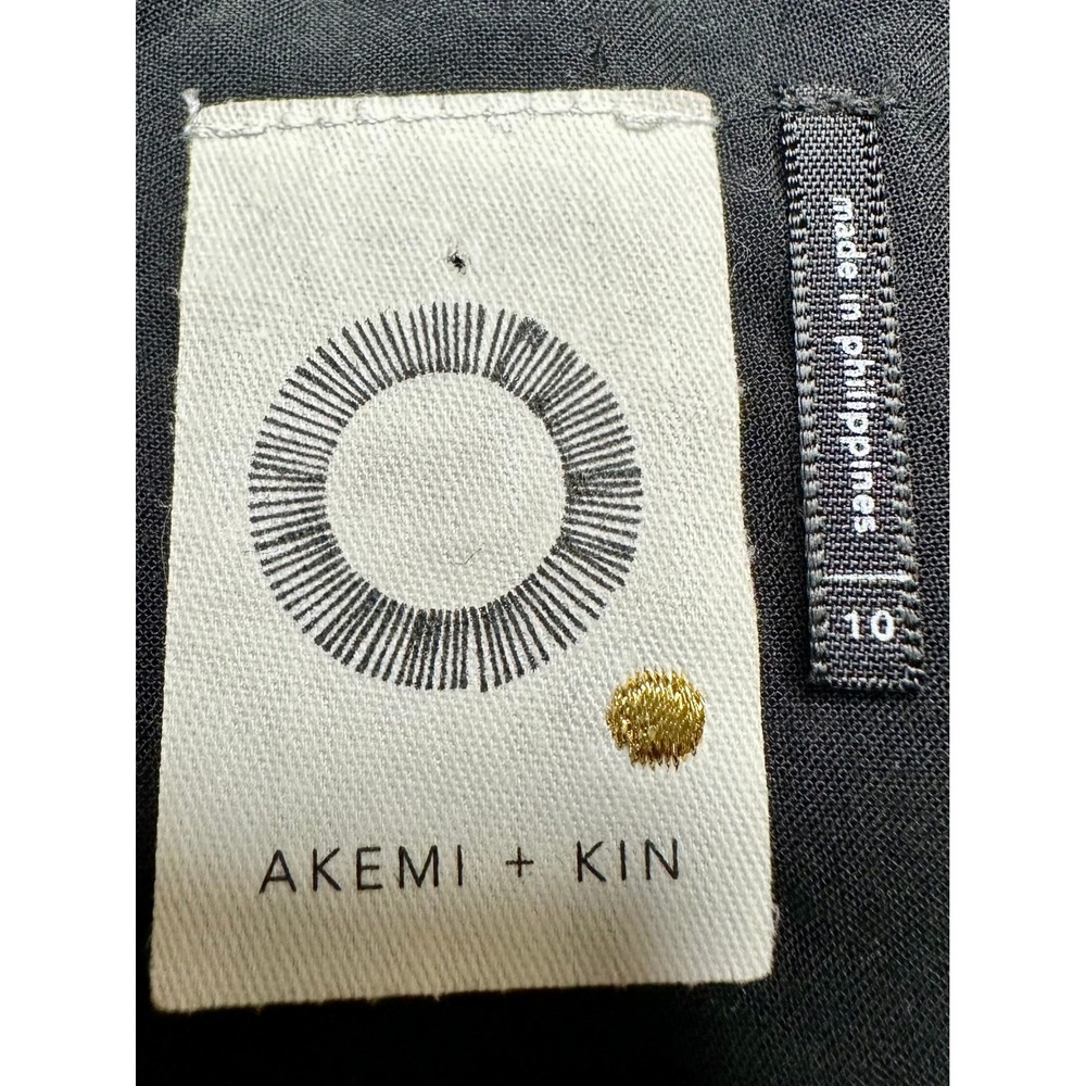 Akemi + Kin Anthropologie Dress Womens 10 Black Multicolor Embroidered Cutout - Picture 3 of 6